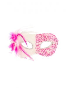 Accesoriu petrecere Claire's Pink Iridescent Bead & Feather Mask 50604, 02, bb-shop.ro