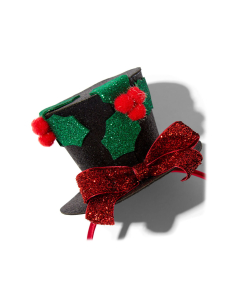 Accesoriu petrecere Claire`s Christmas Top Hat and Holly Glitter Headband 44061, 001, bb-shop.ro