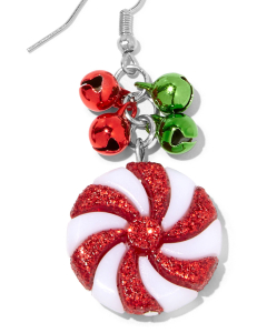 Accesoriu petrecere Claire`s Peppermint Swirl Jingle Bell Drop Earrings 46868, 001, bb-shop.ro