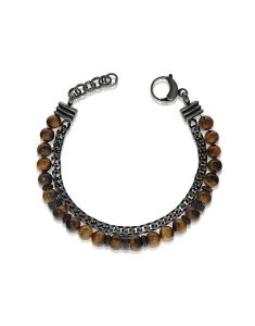 Bratara Free Spirit dubla cu lant si beads ochi de tigru BRU01855-OT, 02, bb-shop.ro