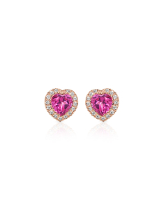 Cercei Comete Gold Fantasia Di Topazio roz stud inima cu diamante ORB1036P, 001, bb-shop.ro