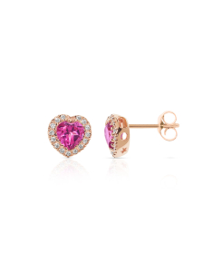 Cercei Comete Gold Fantasia Di Topazio roz stud inima cu diamante ORB1036P, 02, bb-shop.ro