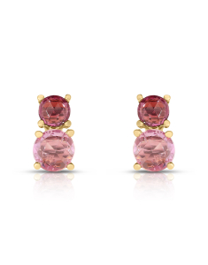 Cercei Peroni&Parise Desiderio aur 14 kt stud cu safire roz si rodolite BOU-O13F363, 001, bb-shop.ro