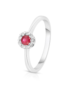 Inel Giorgio Visconti aur 18 kt floare cu diamante si rubin ABX15040R-0.08CT, 02, bb-shop.ro