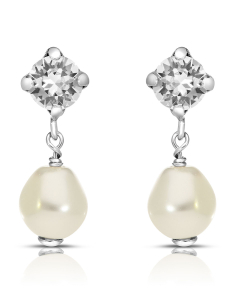 Cercei argint 925 stud lung cu perle si cristale 32745AG-RH-C, 001, bb-shop.ro