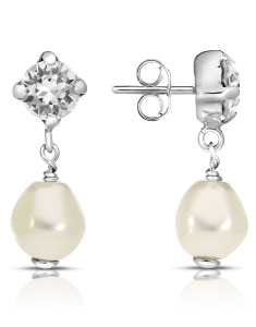 Cercei argint 925 stud lung cu perle si cristale 32745AG-RH-C, 02, bb-shop.ro