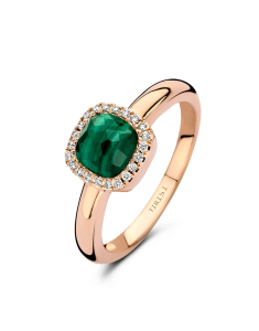Inel Tirisi Jewelry Milano aur 18 kt cu diamante si malachit TR9624MC-P, 02, bb-shop.ro