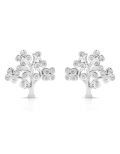 Cercei argint 925 stud copacul vietii si cubic zirconia TS1524-EG-W, 001, bb-shop.ro