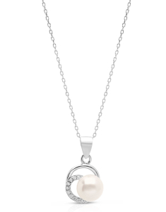 Colier argint 925 cu perla si cubic zirconia YE9232-CH-W, 02, bb-shop.ro