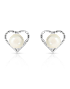 Cercei argint 925 stud inima cu perla si cubic zirconia YE9223-EG-W, 001, bb-shop.ro