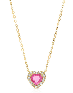 Colier aur 18 kt inima cu diamante si rubin roz N2102-SPK-Y, 02, bb-shop.ro