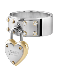 Inel Guess All You Need is Love cu inima si cristale JUBR04205JWYGRH-56, 001, bb-shop.ro