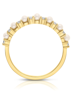 Inel aur 14 kt cu perle de cultura si diamante SR39877-Y, 002, bb-shop.ro