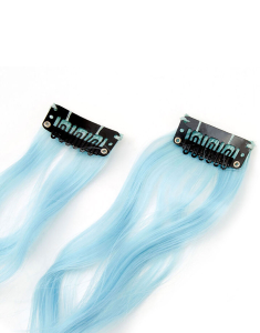 Accesoriu par Claire’s Two Tone Curly Faux Hair Clip In Extensions - Baby Blue Set 23101, 001, bb-shop.ro