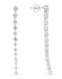 Cercei aur 14 kt stud lung cu diamante SE30677-W, 02, bb-shop.ro